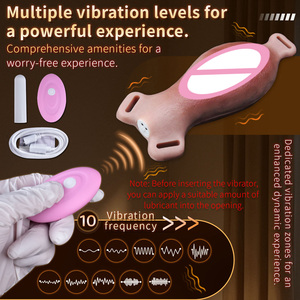 Dual-Sided Lesbian Sex Grinder for Clit Stimulation Realistic labia <b>Vibrating</b> Pads with Adjustable Strap Ultra-discreet sex toys - Product Image 2