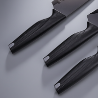 Ensemble de couteaux de chef professionnels en acier inoxydable 14 pièces, poignées en plastique ambidextres, design moderne et durable, revêtement noir