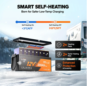 Batería LiFePO4 de 12V 200Ah con BMS de 200A y autocalentamiento, al por mayor, libre de impuestos, en stock local en EE. UU., para RV, marina, solar y almacenamiento de energía fuera de la red. - Product Image 3