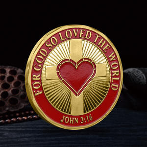 <span class=keywords><strong>Medalla</strong></span> Religiosa 3D Personalizada con Forma de Corazón, Cruz Cristiana de Jesús, Chapada en Oro, Regalo Conmemorativo para Bautizo o Boda - Product Image 2