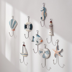 Ocean Mediterranean Style <b>Wall</b> <b>Hooks</b> Set 9 Animal Shape Durable <b>Wall</b> Mounted Coat Rack Decor - Product Image 1