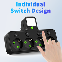 Prise certifiée européenne multifonctionnelle EUplug courte ligne 4 trous multi-positions veilleuse interrupteur indépendant