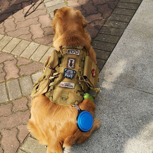 大型犬のペットハーネスの首輪とリーシュプルなしトレーニングの戦術的なステップは、ハンドルで格納式の反射サービスデザイナーを主導しました - Product Image 3