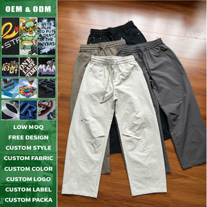 Title: High Quality Custom Logo Relaxed Fit Straight Pants Spring Unisex Casual Trousers <b>Elastic</b> Waist with <b>Belt</b> Loop For Daily - Product Image 1