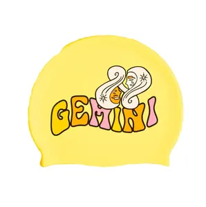 Topi renang silikon elastisitas tinggi cetak kustom topi renang silikon Logo khusus