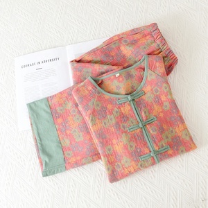 中式女款纯棉纱布睡衣春秋板扣外穿家居服 - Product Image 2