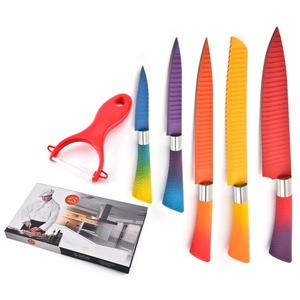 Couteau de cuisine antiadhésif 6 pièces, couteau coloré avec lame ondulée - Product Image 6