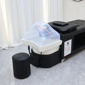 Sillón de Champú Profesional Moderno para Salón con Lavabo de Plástico, Cubierta de Cuero PU, Reposapiés Fijo, Equipo de Spa para Uso Comercial - Product Image 5