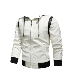 Veste de motard automne hiver pour hommes avec col montant manteau à capuche en cuir PU de haute qualité broderie de Logo personnalisé pour la moto - Product Image 1