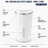 Mug à café de haute qualité, tasse de voyage portable sous vide, faible MOQ d'usine, garde au chaud et au froid, gobelet isotherme en acier inoxydable