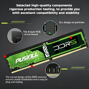 PUSKILL DDR5 16GB 4800MHz Desktop Memory <b>RAM</b> Module Red Black Design Assembled In China - Product Image 6