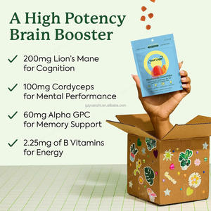 Private Label Vegan senza zucchero agli agrumi Gummies ai funghi con criniera di leone <span class=keywords><strong>Cordyceps</strong></span> Nootropic encefalo integratore - Product Image 5