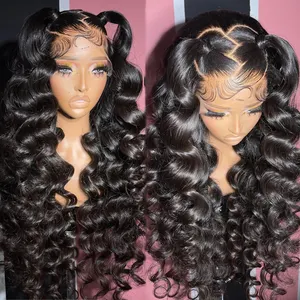 High Quality Pre Bleached Plucked 12A Wig Vendors 30 40 Inch Loose deep Wave Human Hair Long Mink Lace Front Frontal Wigs