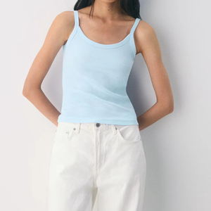 Gilet court sans manches bleu ciel pour femme, style sport décontracté, personnalisable en usine - Product Image 3