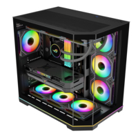 Boîtier PC AntarcChill de haute qualité, vente en gros, boîtier d'ordinateur de jeu ATX Mid Tower avec panneau latéral en verre trempé