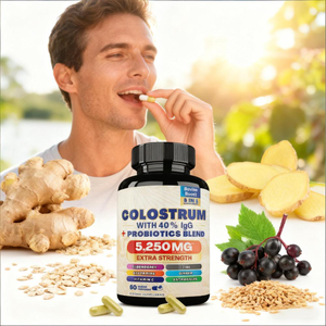 תוספת כוח קולוסטרום 5250 מ "ג עם 40% + פרוביוטיקה, 8 ב-1 תמיכה חיסונית עם אבץ אלדרברי, 60 קפסולות צמחוניות - Product Image 3