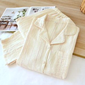 All'ingrosso pigiama a righe di alta qualità da donna in <span class=keywords><strong>cotone</strong></span> a manica lunga vestito di <span class=keywords><strong>cotone</strong></span> <span class=keywords><strong>vestiti</strong></span> per la casa Casual abbigliamento da notte Set - Product Image 1
