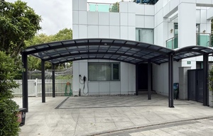 Abri de voiture double moderne de luxe sur mesure pour l'extérieur avec structure en aluminium et toit fixe en polycarbonate, abri de voiture préfabriqué pour stationnement - Product Image 4