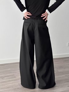 Pantalones de Primavera y Otoño para <span class=keywords><strong>Hombre</strong></span> y Mujer, Estilo Americano, Vintage, Casual, Holgados, con Pliegues, de Tela para Traje - Product Image 3