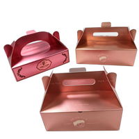 Caja de Cartón Dorada con Efecto de Estampado en Lámina Dorada, Empaque de Lujo de Alta Gama para Dulces, Pasteles y Productos de Panadería, con Asa
