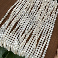 Chaîne de perles rondes cultivées naturelles AA de 6 mm, haute brillance, perles d'eau douce en vrac pour la fabrication de bijoux