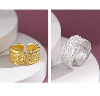 VIANRLA 925 Sterling Silber Breit gehämmert Silber Strukturierter Ring Minimalisti scher Schmuck für Frauen
