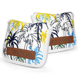 Housse de tête de putter de golf en cuir PU à livraison rapide, broderie magnétique, motif cocotiers, pour putter mallet - Product Image 1
