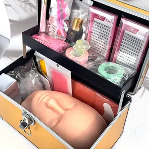 Venta caliente Kit de extensión de pestañas Herramientas de maquillaje profesional Kit de entrenamiento de etiqueta privada hecha a mano de pestañas individuales para principiantes