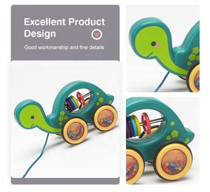 اسحب السلحفاة بحار سحب موديل مصنوع يدويًا دفع لعبة للطفل اللعب - Product Image 4