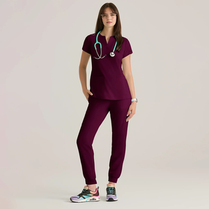 Bestex personnalisé infirmière femmes décontracté à manches courtes vêtements haut pharmacie travail médical hôpital médecin soins infirmiers uniforme col en v - Product Image 1