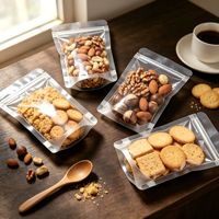 Sachets d'emballage en plastique transparents personnalisés avec fermeture éclair, de qualité alimentaire, pour le stockage de noix, biscuits et bonbons, avec logo personnalisé, vente en gros