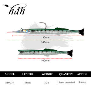 เหยื่อปลอมน้ำเค็มแบบเข็ม 14 ซม. เหยื่อตก<span class=keywords><strong>ปลา</strong></span>แบบนิ่ม จมน้ำ 140 มม. 12.2 กรัม หัวจิ๊ก เหยื่อปลอมนิ่มสำหรับ<span class=keywords><strong>ปลา</strong></span>แบส <span class=keywords><strong>ปลา</strong></span>ทูน่า - Product Image 3