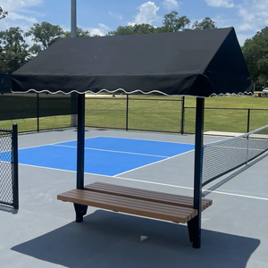 Banc de sport double rangée neuf d'usine avec auvent, siège en bois plastique résistant aux UV et cadre en acier carbone pour utilisation en extérieur dans les stades - Product Image 3