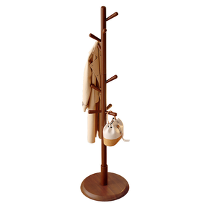 Nouveau porte-manteau vertical simple en bois massif pour chambre et salon, support de rangement vertical à un seul poteau pour vêtements et sacs - Product Image 1