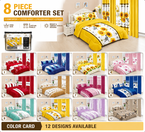 Set Completo di Biancheria da Letto King Size 8 Pezzi con Copripiumino, Lenzuolo con Angoli, <span class=keywords><strong>Federe</strong></span> <span class=keywords><strong>e</strong></span> Tende Coordinate - Product Image 2