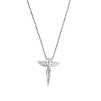Collar con Colgante de Ángel Guardián de Acero Inoxidable Chapado en Oro de 18k, Joyería de Moda Hipoalergénica e Impermeable para Hombre y Mujer