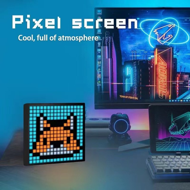 Pixel Art Digital Picture Frame with 16x16 LED Display APP Control - Cool Animation Frame Wall/Desk Mount for Gaming Room