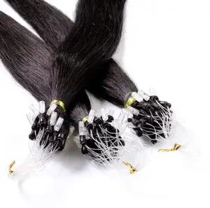 Natural Black Micro Ring Hair Extension 1G/Strand Tangle-Free Italian Wave Style No Shedding