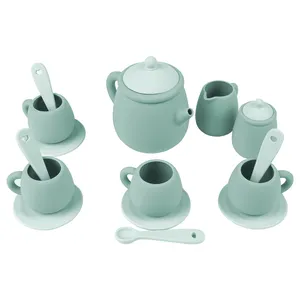 Hot Selling BPA Free Food Grade Silicone Baby Children Kitchen Toy Afternoon Tea Set Play House Party Toy For Kids Tea Cup Set