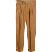 Nouveau pantalon de costume homme 2026 en lin italien rétro, coupe slim, avec revers, style décontracté chic, boucle Paris