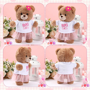 Oso de Peluche Personalizado de Alta Calidad de 9.8 Pulgadas, Relleno de Algodón PP, Muñeco de Peluche Abrazable con Traje Rosa, <span class=keywords><strong>Regalo</strong></span> para Hermanas Mayores - Product Image 3