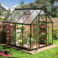 Mini serre moderne en métal de 6 x 4 pieds avec couverture en polycarbonate, prête pour la culture hydroponique, bac à jardin surélevé