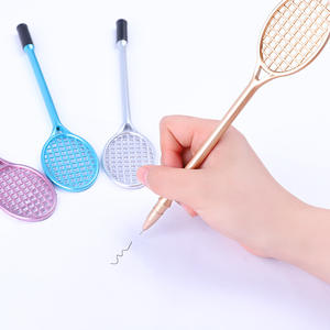 Bolígrafos neutros de diseño de raqueta de Bádminton de plástico de moda creativa, bolígrafo de tinta de Gel negro con forma de raqueta de tenis de 0,5mm para promoción - Product Image 6