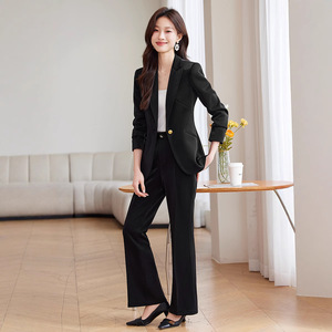 Women's Suit <b>Set</b> Red Formal <b>Office</b> Lady Full Sleeve Polyester Anti-Wrinkle Spring Wear - Product Image 2
