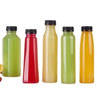 Botellas de Plástico PET Cuadradas de 500 ml, Ecológicas y de Grado Alimenticio, Reutilizables, con Tapas para Bebidas