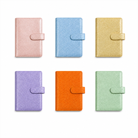 Carnet de budget A6 en cuir PU pailleté, classeur à 6 anneaux, personnalisable, métallisé nacré, pour économies