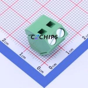 DG103-5.0-02P-14-00A(H) Screw Terminal Block Through hole Component (THT),P=5mm Connector 1x2P 5mm Green Through Hole - Product Image 1