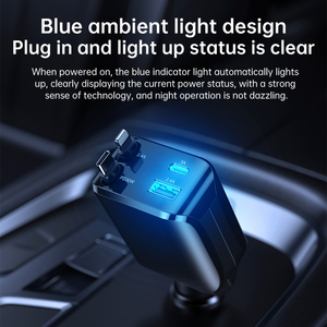 Cargador Rápido para Auto de 48W y 4 Puertos con Cables Retráctiles Dobles Tipo-C de 70cm, Incluye 1 Puerto USB-C Adicional y 1 Puerto de Carga USB - Product Image 4