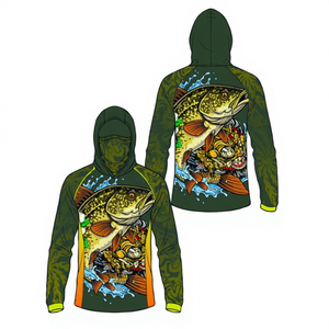 เสื้อฮู้ดดี้ตกปลาผู้ชาย UPF 50 แขนยาว พิมพ์ลายแบบซับลิเมชั่น ป้องกันรังสียูวี ป้องกันแสงแดด ผลิตจากโพลีเอสเตอร์ รุ่น 2027 - Product Image 1