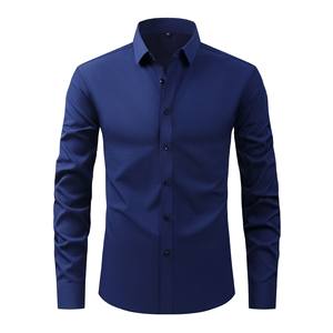 <span class=keywords><strong>Camisa</strong></span> de Hombre de Talla Grande, Ajustada y Elástica, Manga Larga, Tela Antiarrugas, Estilo Casual de Negocios, <span class=keywords><strong>Camisa</strong></span> de Vestir con Botones, Color Sólido - Product Image 6